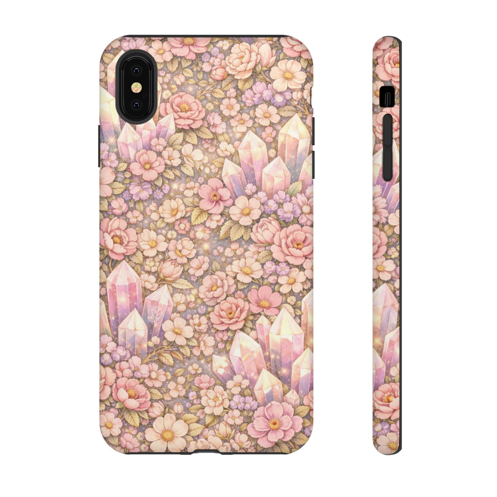 iPhone Case — Angelic Crystal Garden Phone Case — Pink Floral Quartz Protective Cover