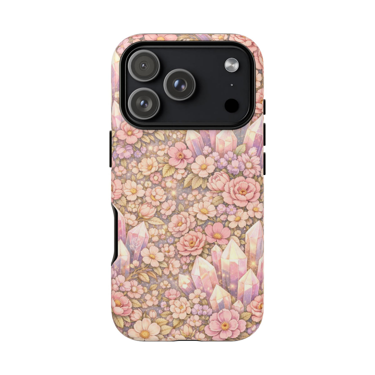 iPhone Case — Angelic Crystal Garden Phone Case — Pink Floral Quartz Protective Cover