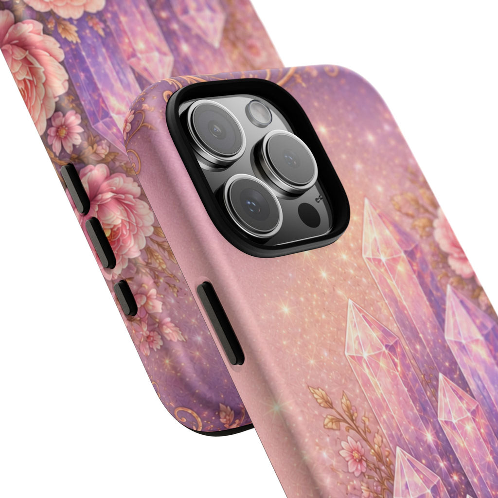 Lilac Quartz Garden Phone Case — Pink Floral Gemstone iPhone Cover