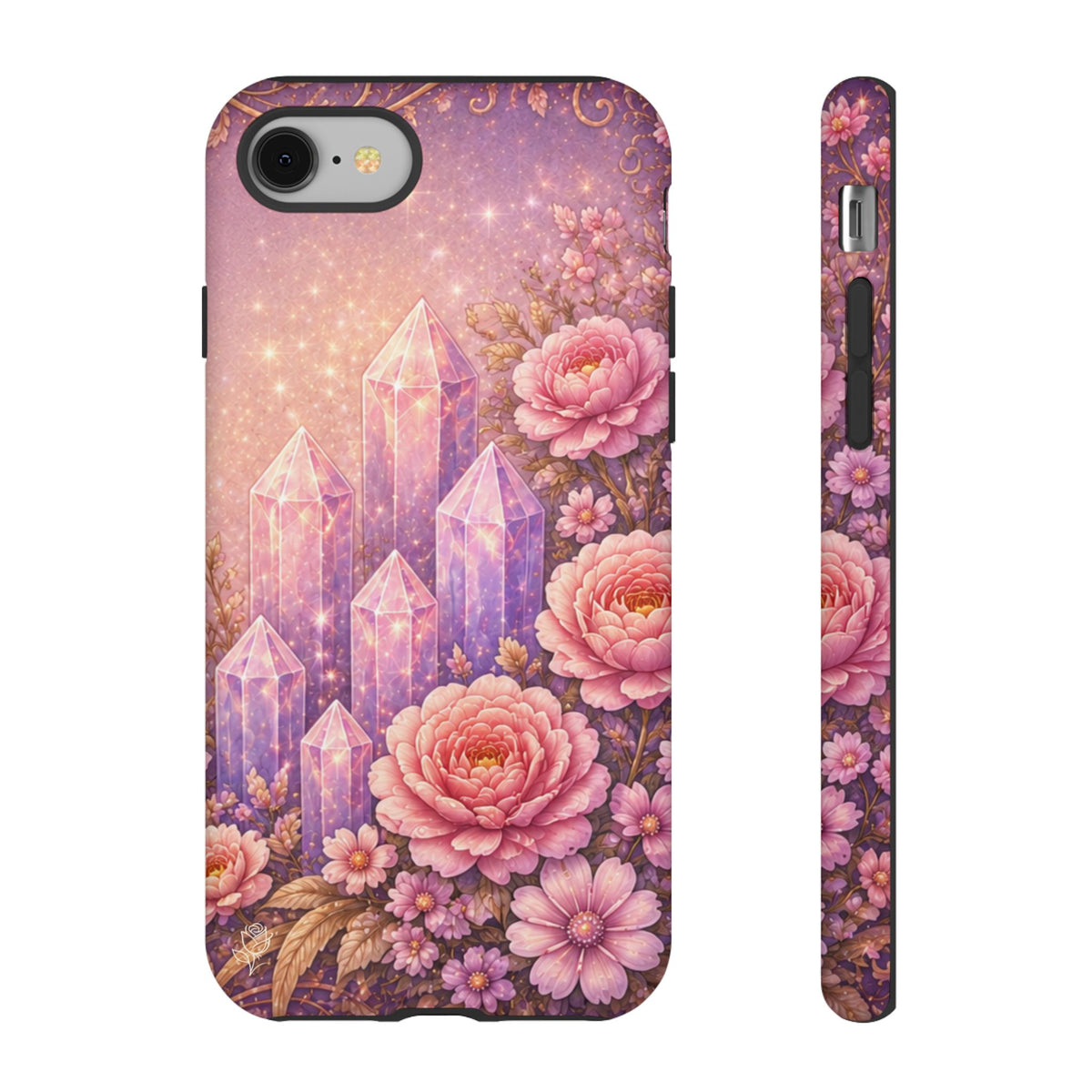 Lilac Quartz Garden Phone Case — Pink Floral Gemstone iPhone Cover