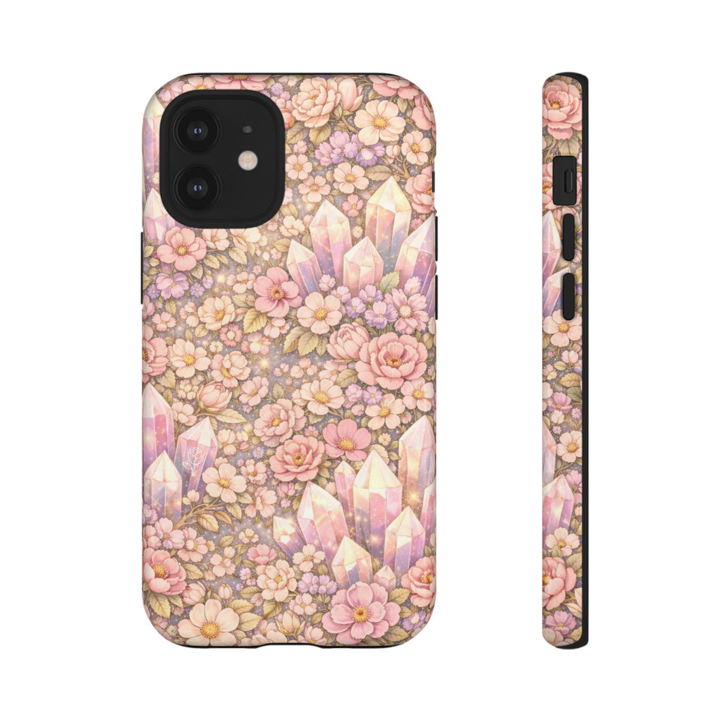 iPhone Case — Angelic Crystal Garden Phone Case — Pink Floral Quartz Protective Cover