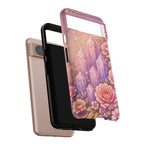 Google Pixel Lilac Quartz Garden Phone Case — Pink Floral Crystal Phone Cover