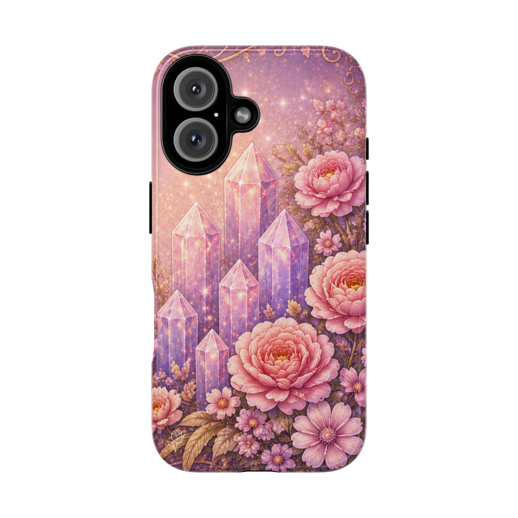 Lilac Quartz Garden Phone Case — Pink Floral Gemstone iPhone Cover