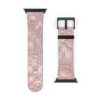 Lemurian Mermaid Crystal Garden Pattern iWatch Band — Pink Seashell Apple Watch Strap