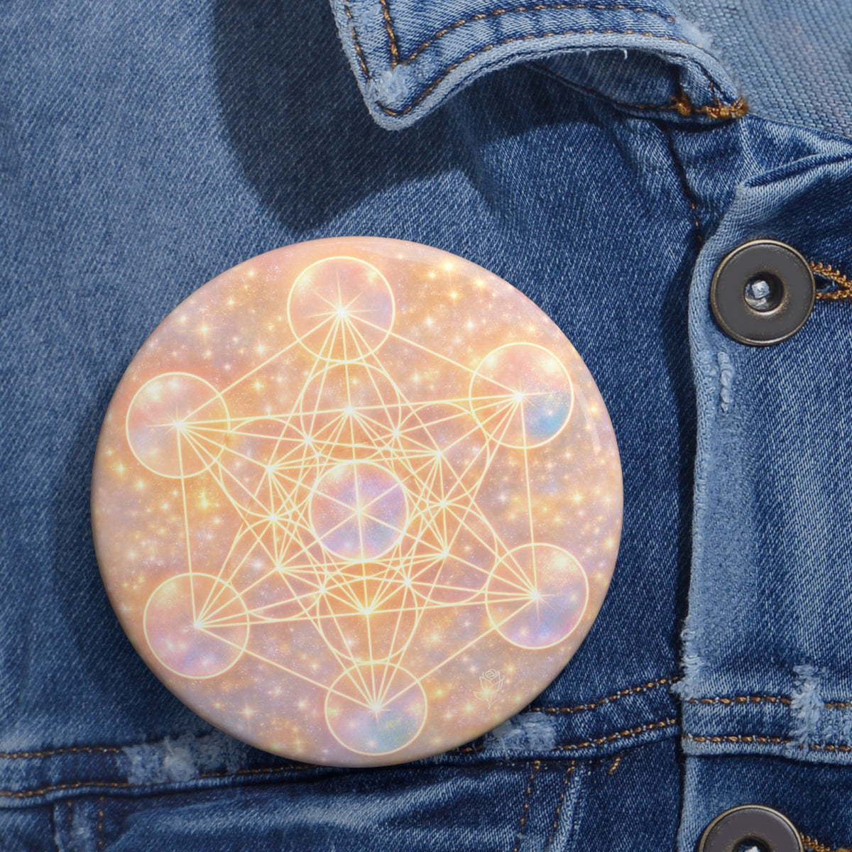 Metatron's Cube Pin Button — Sacred Geometry Badge (Spiritual, New Age Gift)
