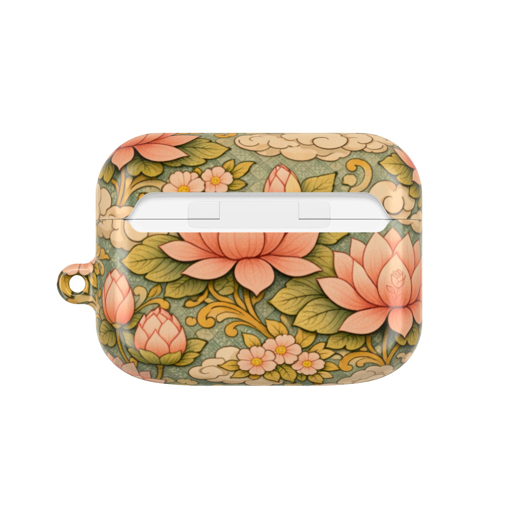 Bodhisattva Kwan Yin's Lotus AirPod Case — Vintage Botanical Pattern Protective Cover