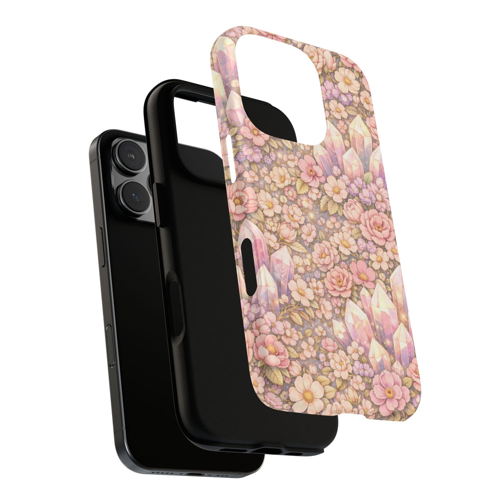 iPhone Case — Angelic Crystal Garden Phone Case — Pink Floral Quartz Protective Cover