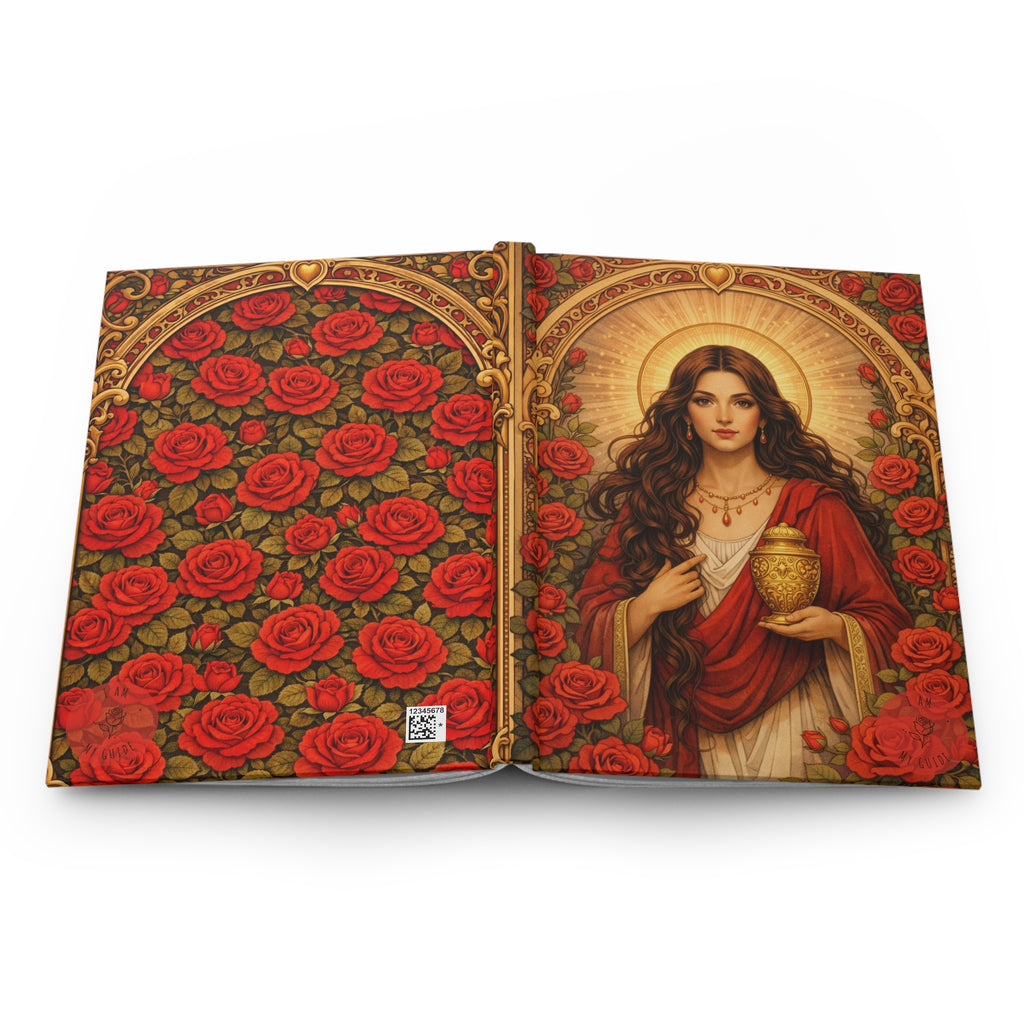 Mary Magdalene Rose Portrait Hardcover Journal (Lined Pages) — Floral Devotional Notebook