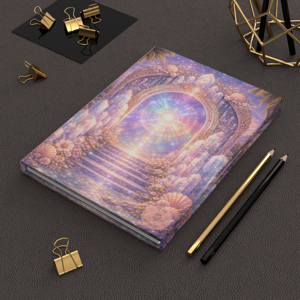 Lemurian Crystal Portal Hardcover Journal (Lined Pages) — Crystal Light Meditation Notebook