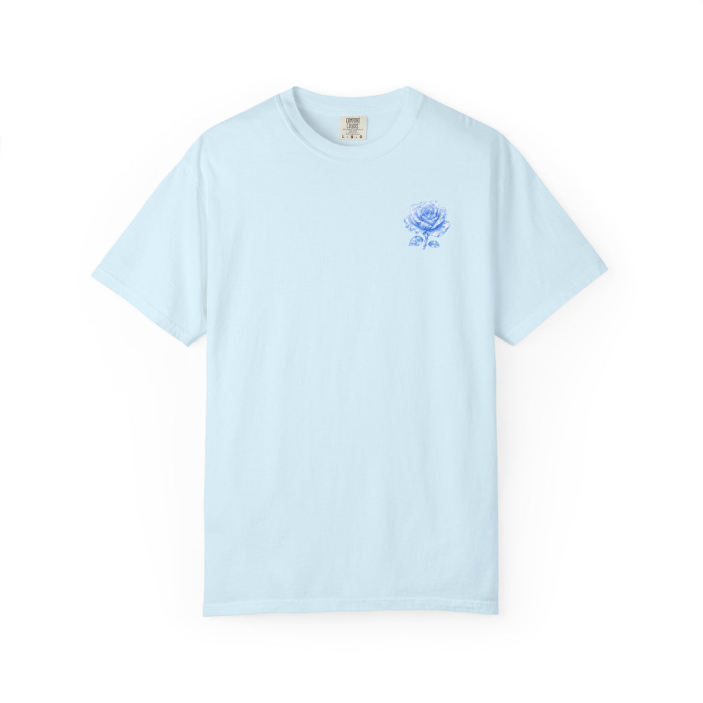 Celestite Rose Crystal Graphic T-Shirt — Chest & Back Floral Print