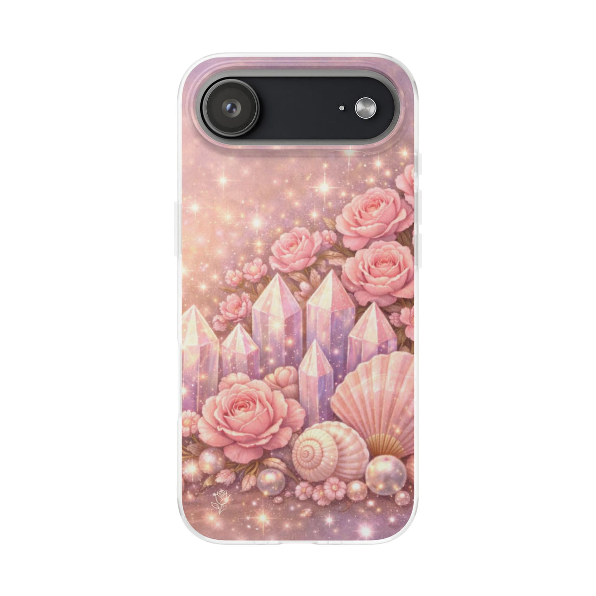 iPhone Case Lemurian Rose Crystal Garden — Sparkling Pastel Floral iPhone Cover
