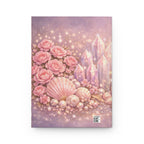 Lemurian Rose Crystal Garden Journal (Lined Pages) — Pink Rose & Gemstone Seashell Hardcover Notebook