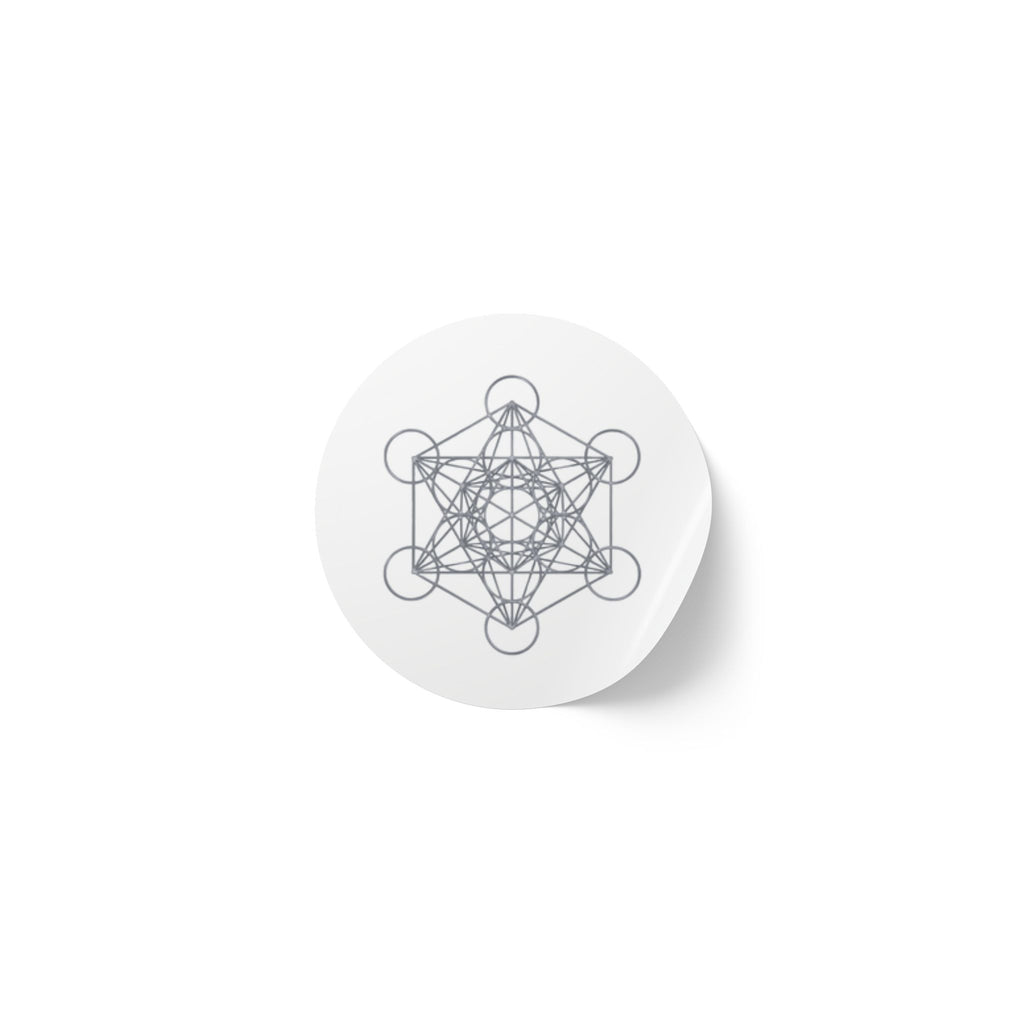 Silver Metatron's Cube Round Sticker Rolls — Sacred Geometry Labels (Pack)