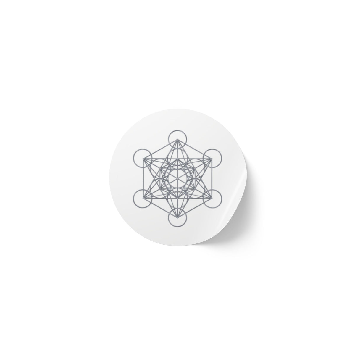 Silver Metatron's Cube Round Sticker Rolls — Sacred Geometry Labels (Pack)