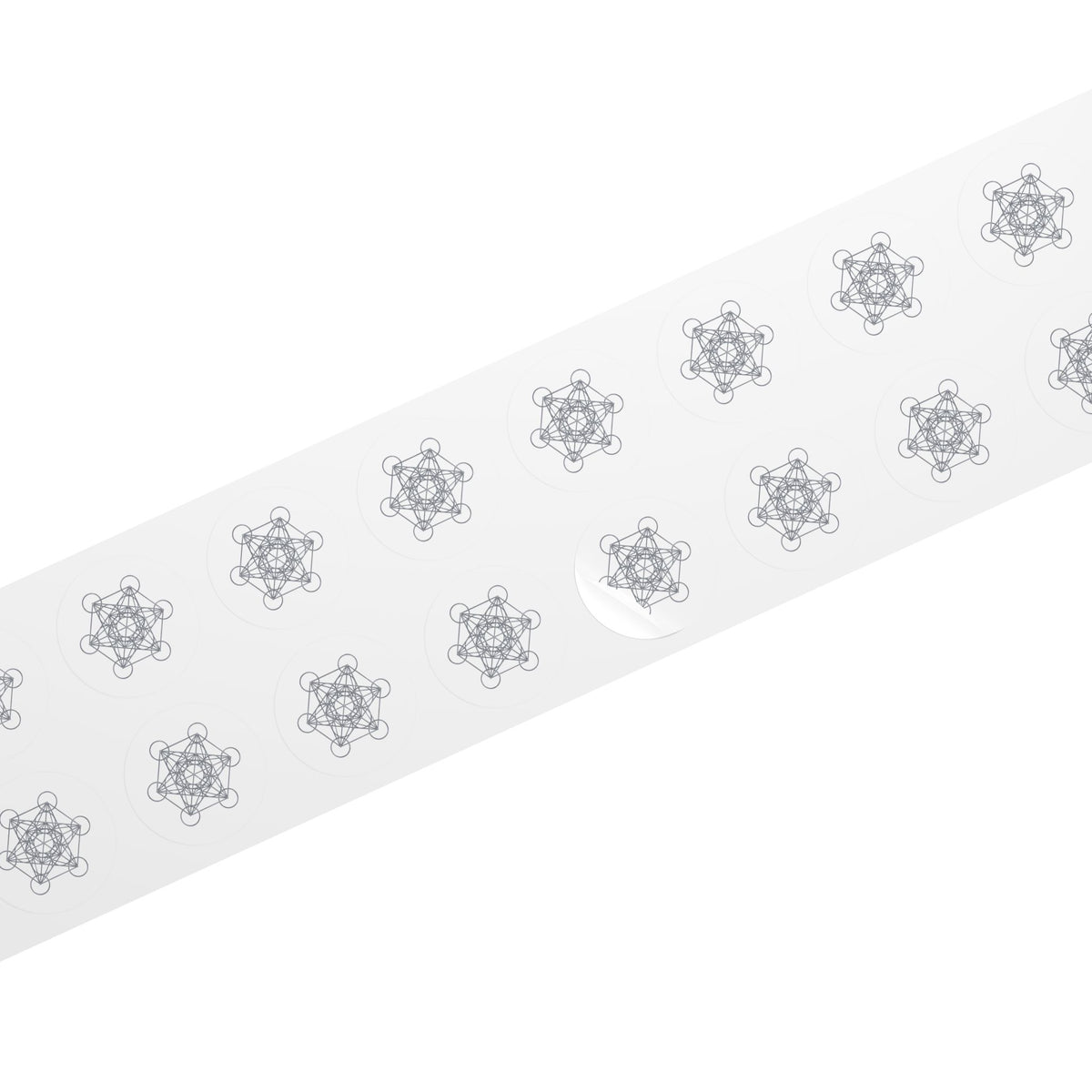 Silver Metatron's Cube Round Sticker Rolls — Sacred Geometry Labels (Pack)