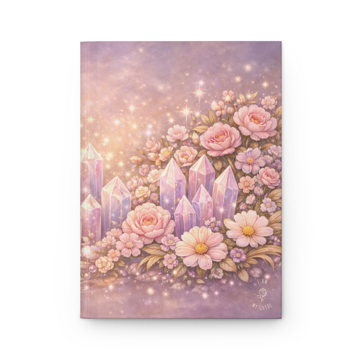 Angelic Crystal Garden Hardcover Journal (Lined Pages) — Pink Floral & Sparkle Notebook