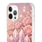 iPhone Case Lemurian Rose Crystal Garden — Sparkling Pastel Floral iPhone Cover