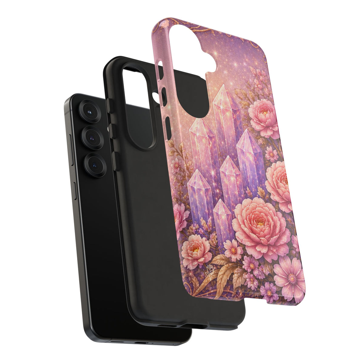 Samsung Galaxy Crystal Garden Phone Case — Pink Floral Crystal Phone Cover