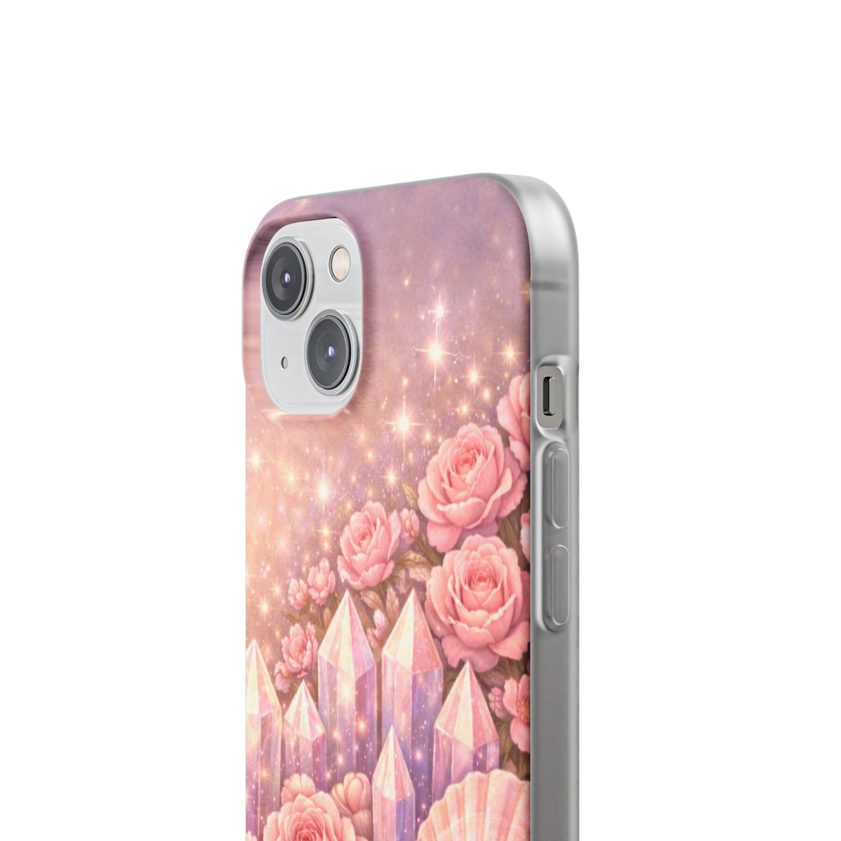 iPhone Case Lemurian Rose Crystal Garden — Sparkling Pastel Floral iPhone Cover