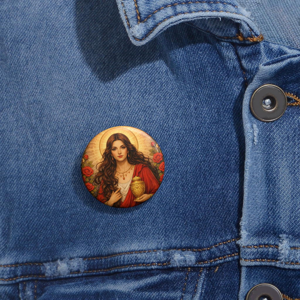 The Sisterhood of The Rose Pin Button — Mary Magdalene Style Badge