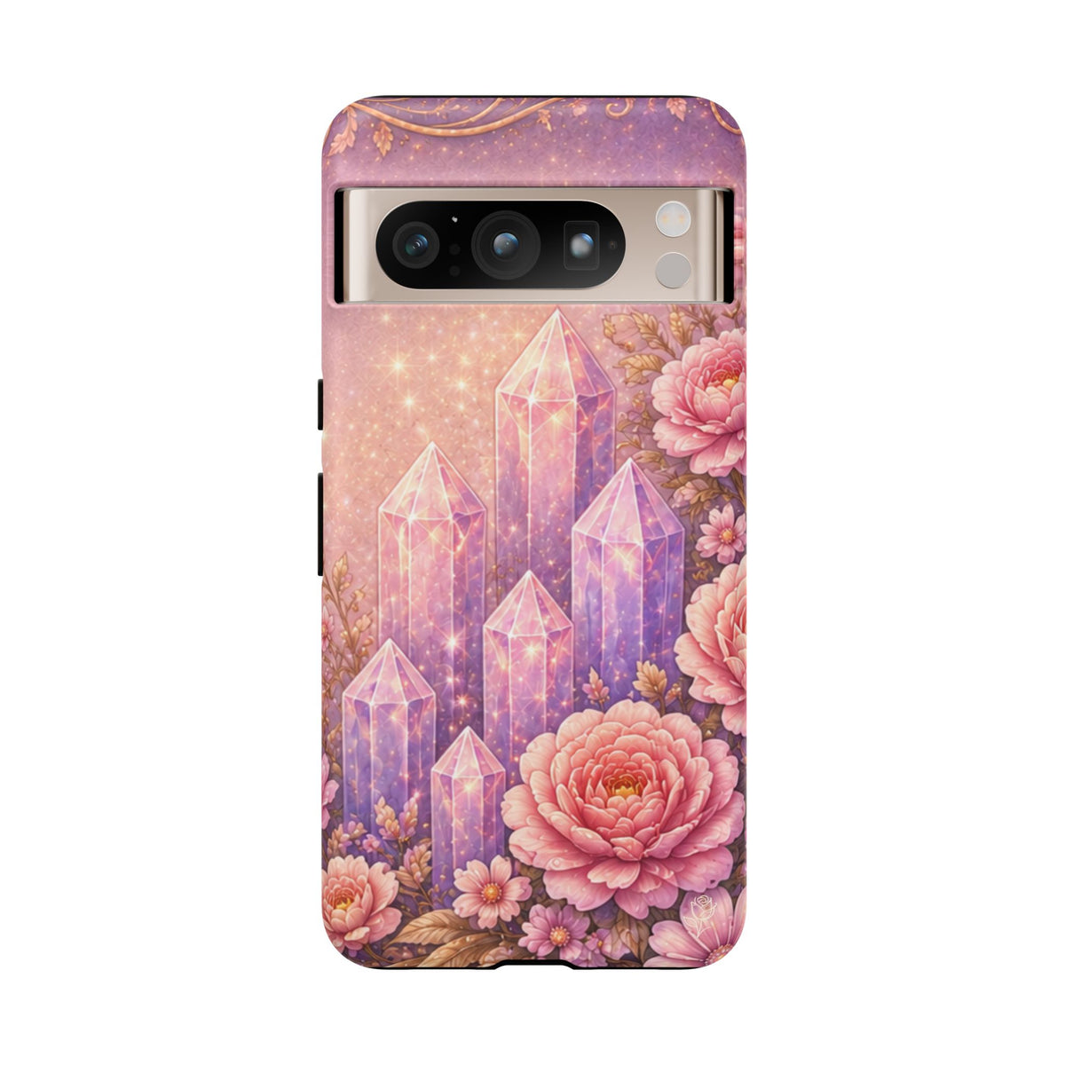 Google Pixel Lilac Quartz Garden Phone Case — Pink Floral Crystal Phone Cover