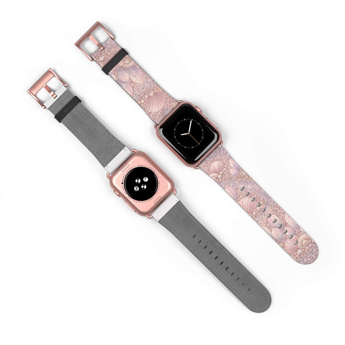 Lemurian Mermaid Crystal Garden Pattern iWatch Band — Pink Seashell Apple Watch Strap
