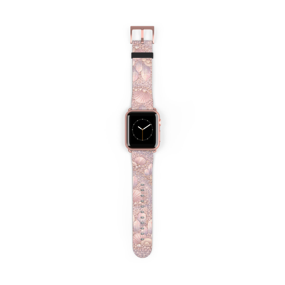 Lemurian Mermaid Crystal Garden Pattern iWatch Band — Pink Seashell Apple Watch Strap