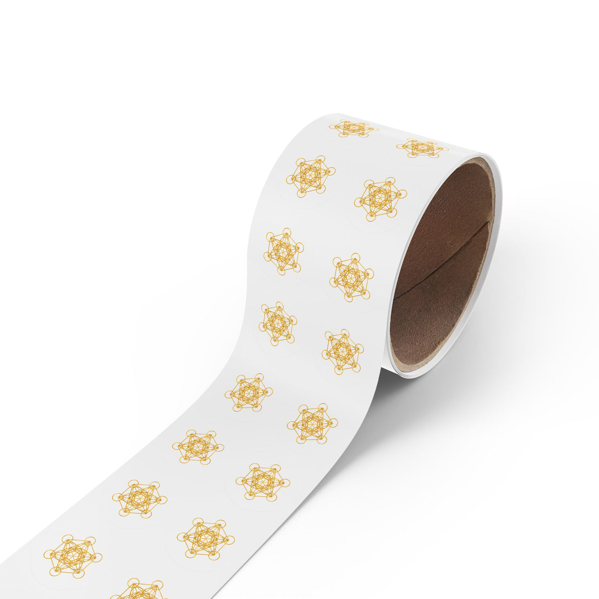 Gold Metatron's Cube Round Sticker Rolls — Sacred Geometry Labels (Pack)
