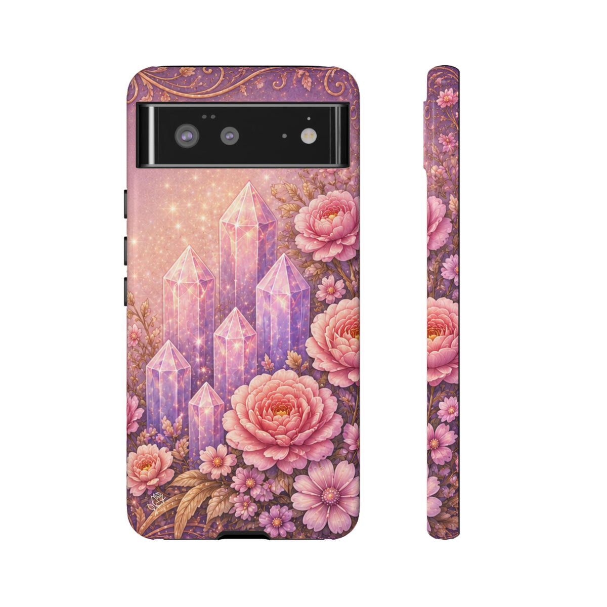 Google Pixel Lilac Quartz Garden Phone Case — Pink Floral Crystal Phone Cover