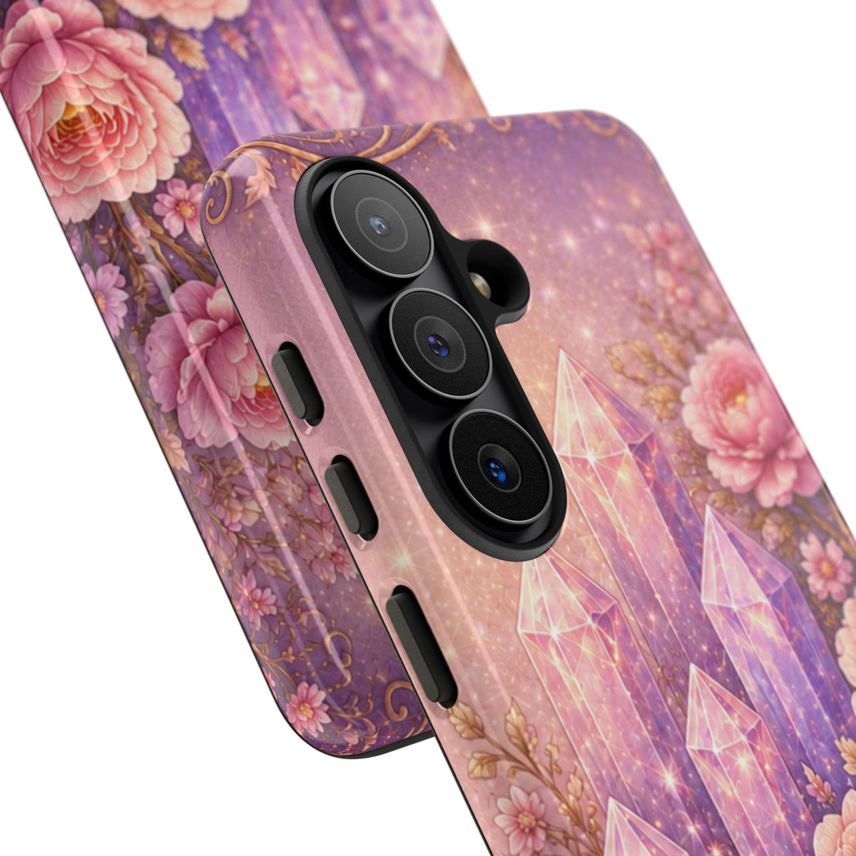 Samsung Galaxy Crystal Garden Phone Case — Pink Floral Crystal Phone Cover