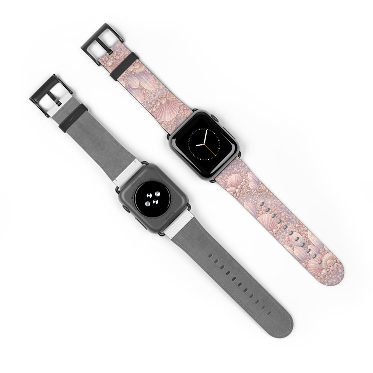 Lemurian Mermaid Crystal Garden Pattern iWatch Band — Pink Seashell Apple Watch Strap