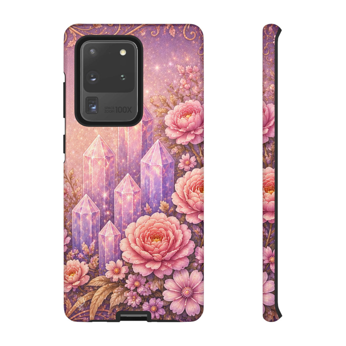 Samsung Galaxy Crystal Garden Phone Case — Pink Floral Crystal Phone Cover