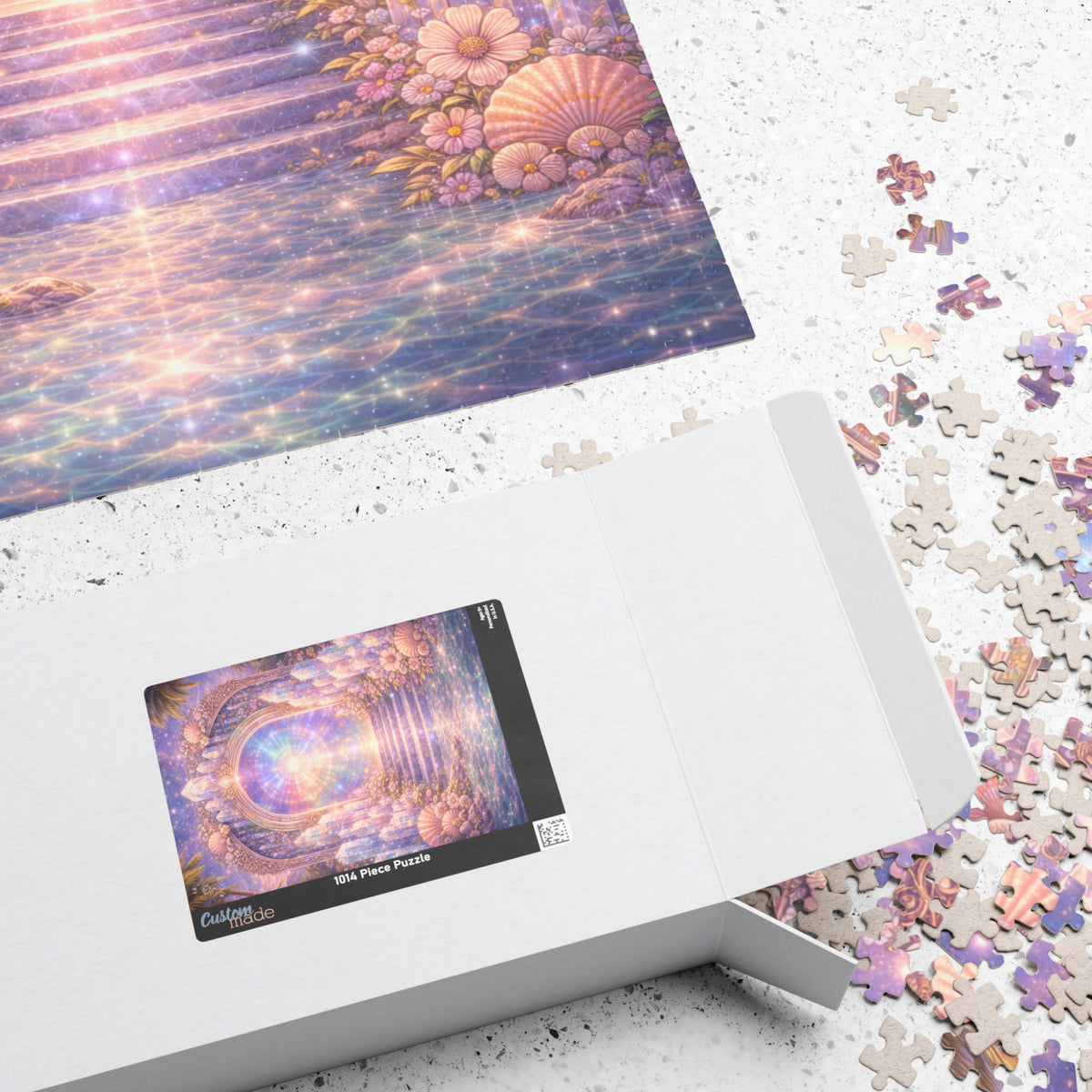 Lemurian Crystal Portal Jigsaw Puzzle — Ethereal Stairway to Light (110/252/520 pcs)