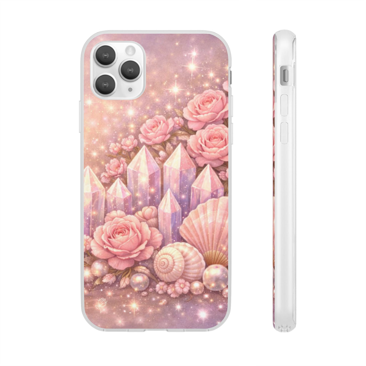 iPhone Case Lemurian Rose Crystal Garden — Sparkling Pastel Floral iPhone Cover