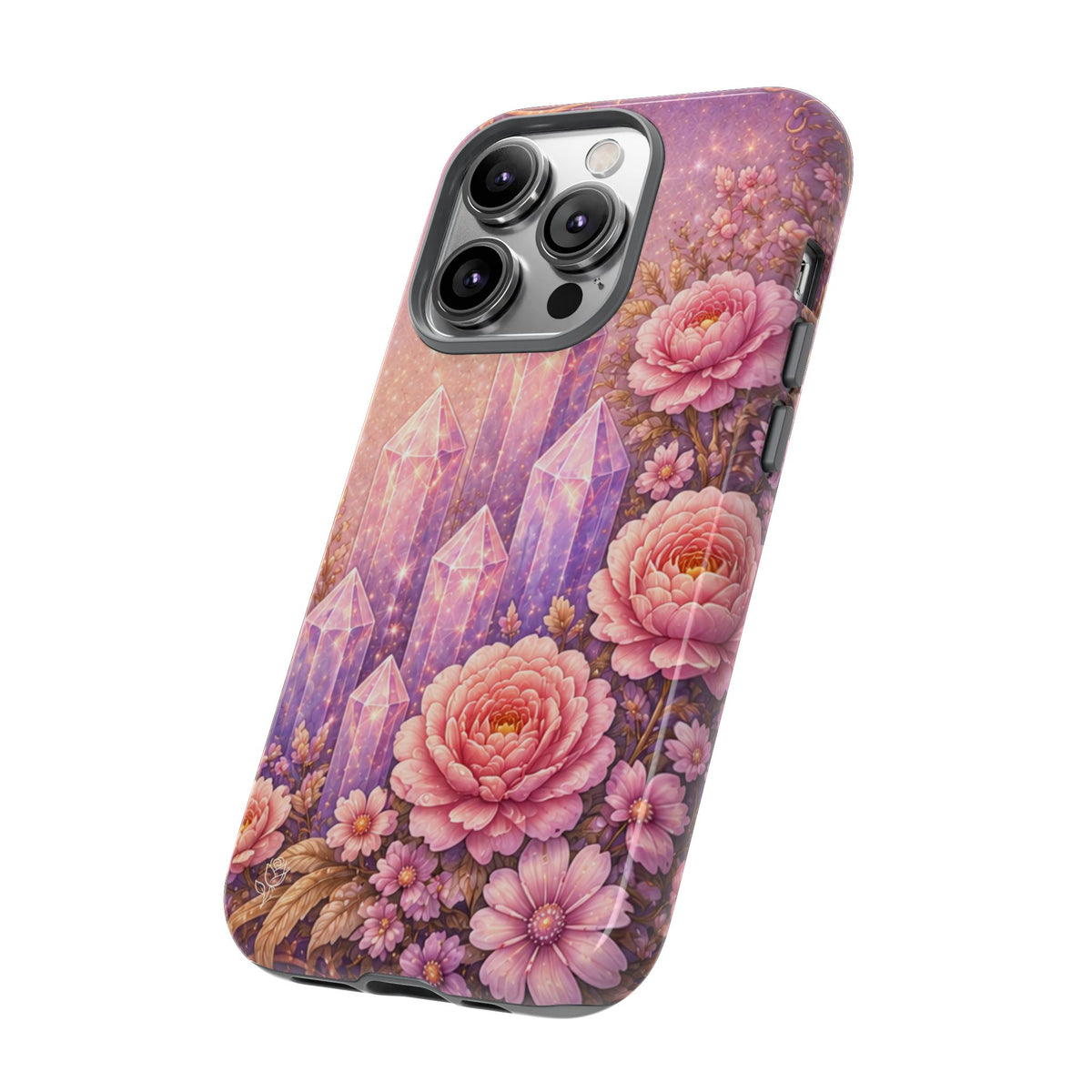 Lilac Quartz Garden Phone Case — Pink Floral Gemstone iPhone Cover