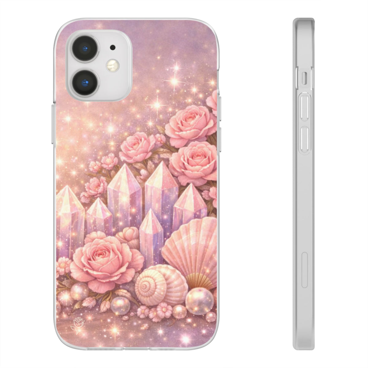 iPhone Case Lemurian Rose Crystal Garden — Sparkling Pastel Floral iPhone Cover