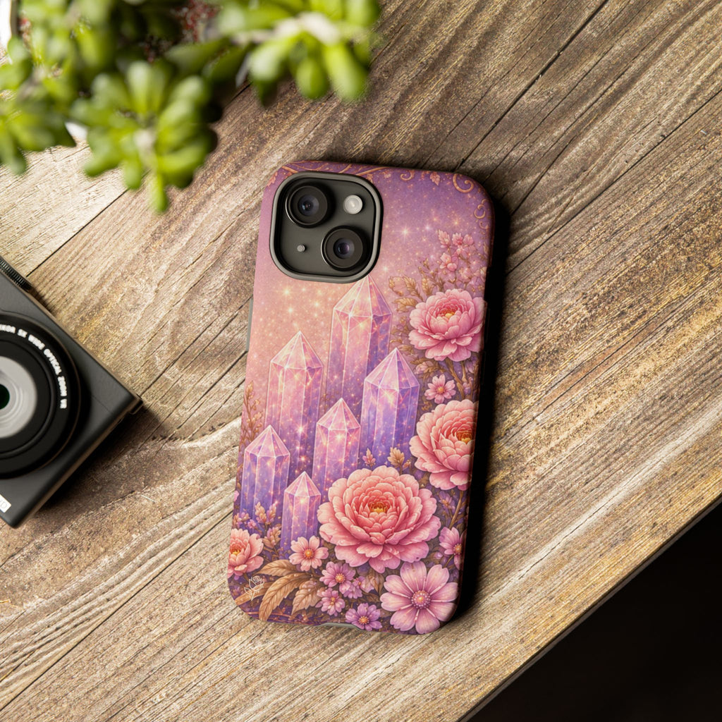 Lilac Quartz Garden Phone Case — Pink Floral Gemstone iPhone Cover