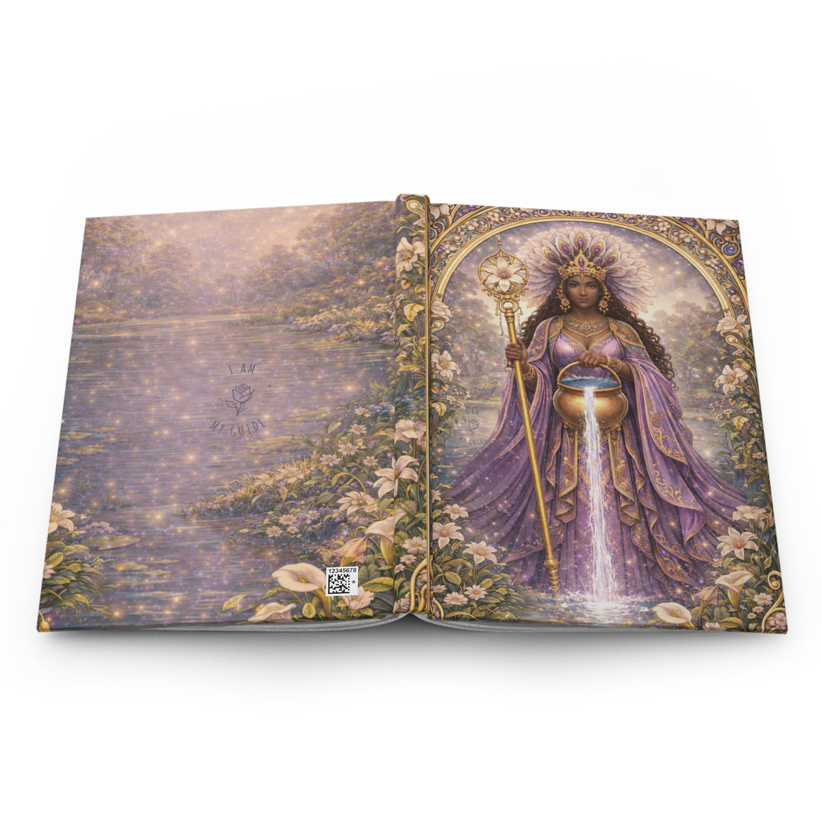 Divine Feminine - Goddess of Healing Hardcover Journal (Lined Pages) — Mystic Purple Waterfall Notebook