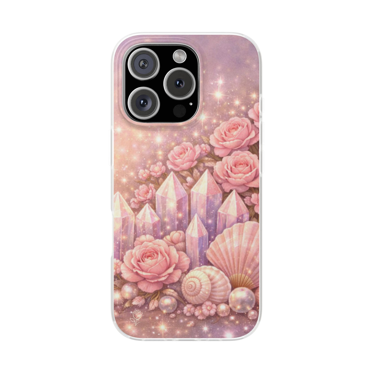 iPhone Case Lemurian Rose Crystal Garden — Sparkling Pastel Floral iPhone Cover