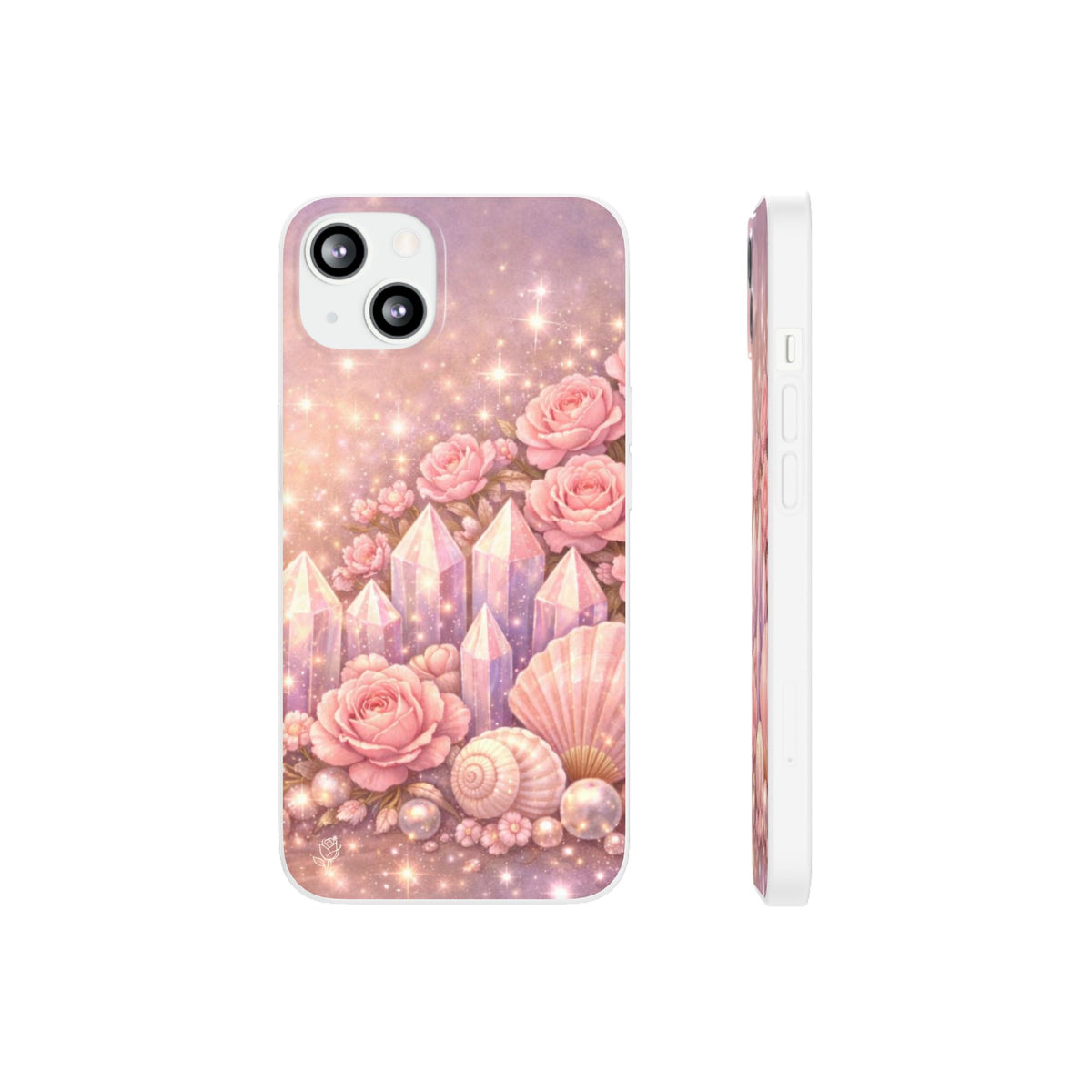 iPhone Case Lemurian Rose Crystal Garden — Sparkling Pastel Floral iPhone Cover