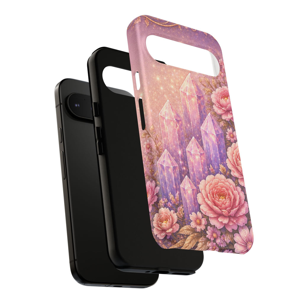 Google Pixel Lilac Quartz Garden Phone Case — Pink Floral Crystal Phone Cover
