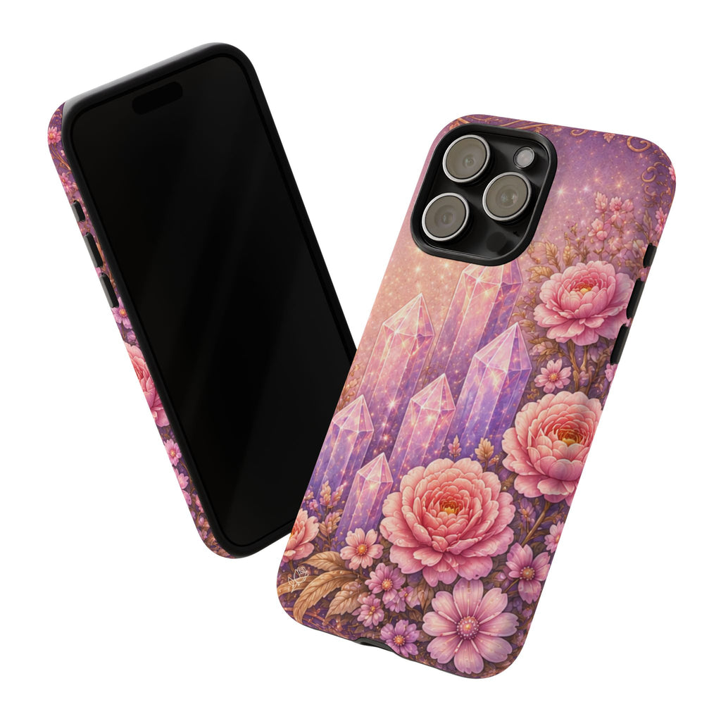 Lilac Quartz Garden Phone Case — Pink Floral Gemstone iPhone Cover