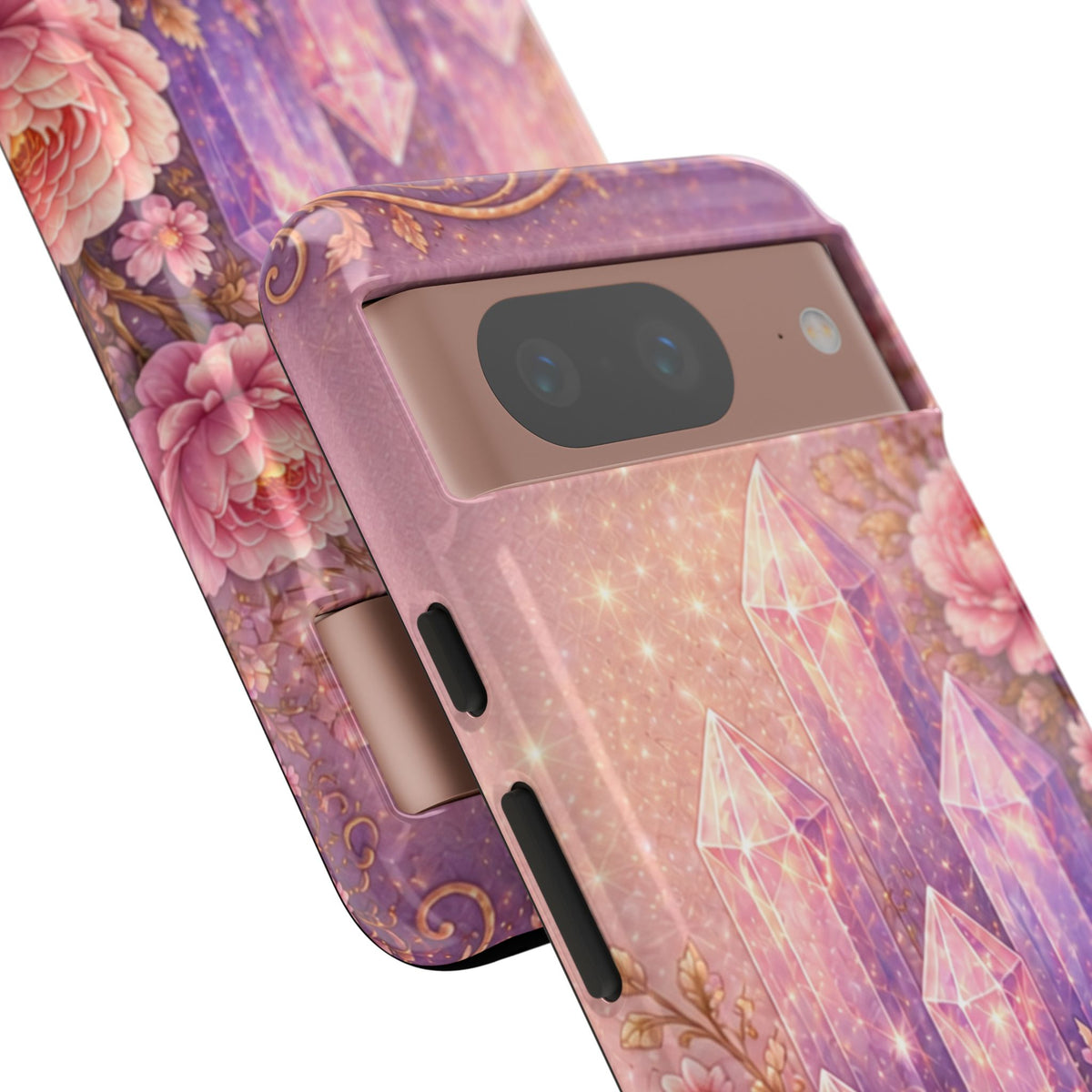 Google Pixel Lilac Quartz Garden Phone Case — Pink Floral Crystal Phone Cover