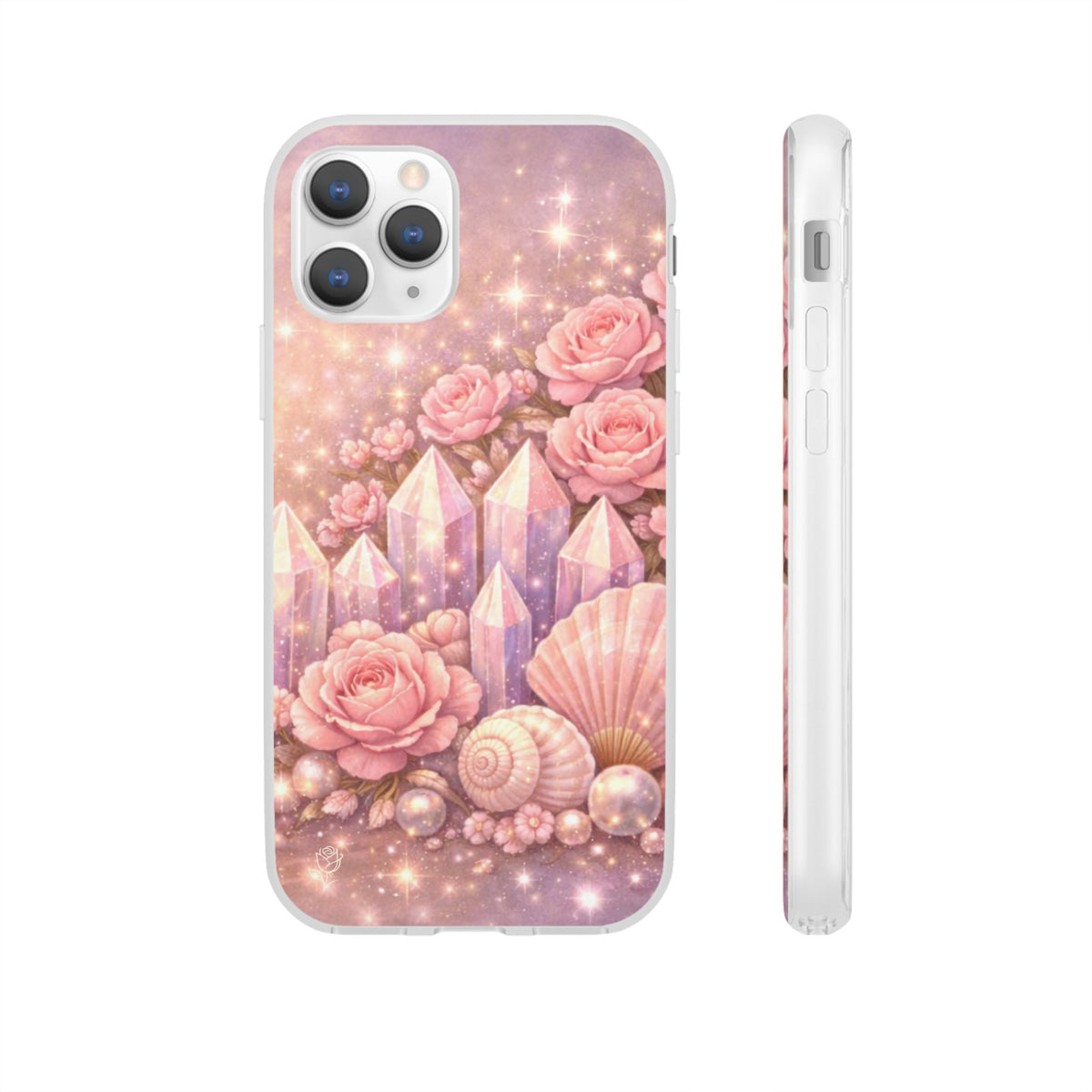 iPhone Case Lemurian Rose Crystal Garden — Sparkling Pastel Floral iPhone Cover