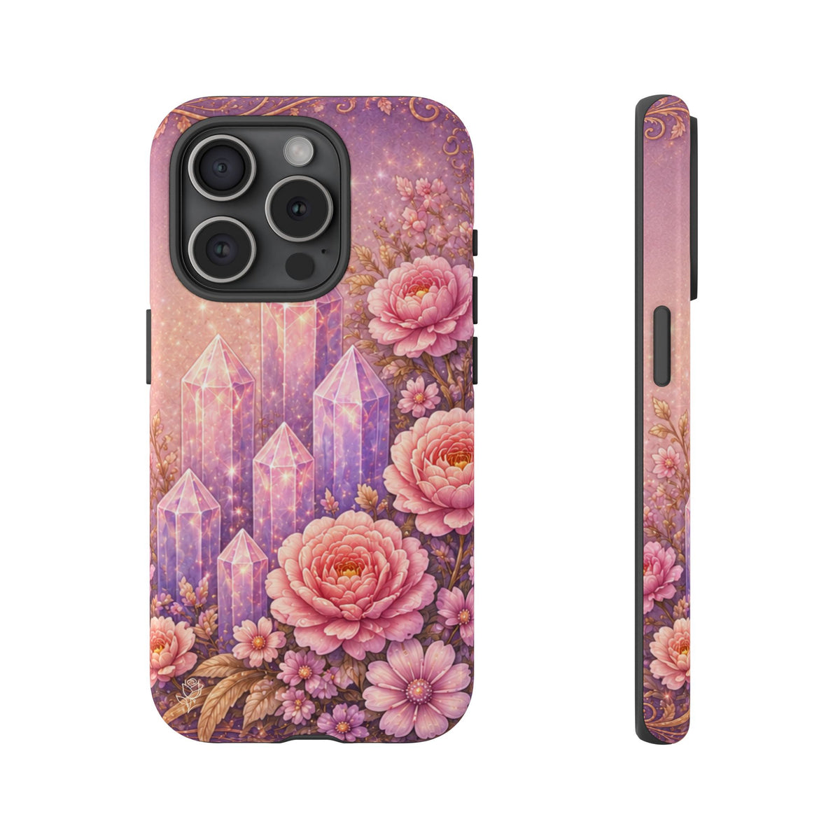 Lilac Quartz Garden Phone Case — Pink Floral Gemstone iPhone Cover