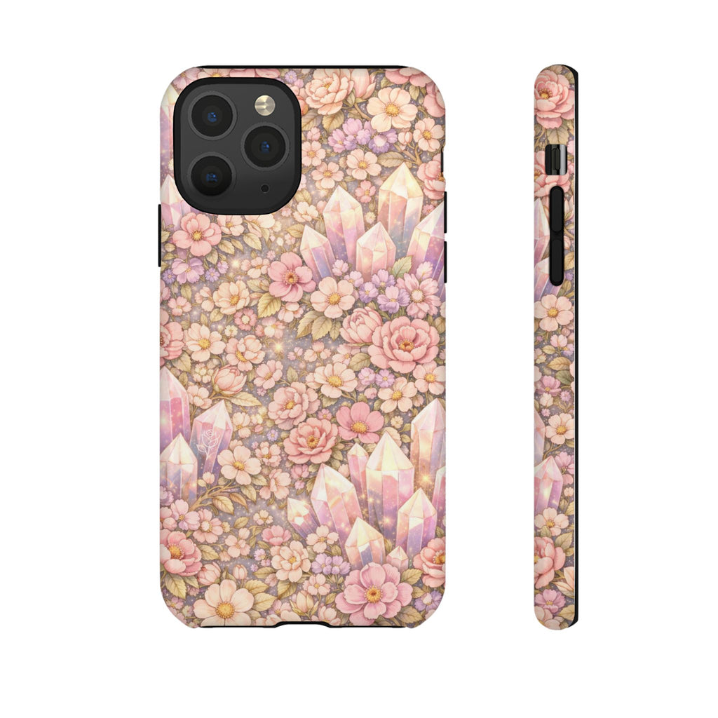 iPhone Case — Angelic Crystal Garden Phone Case — Pink Floral Quartz Protective Cover