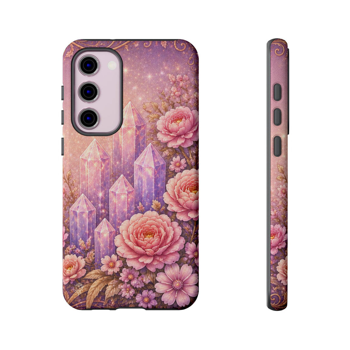 Samsung Galaxy Crystal Garden Phone Case — Pink Floral Crystal Phone Cover