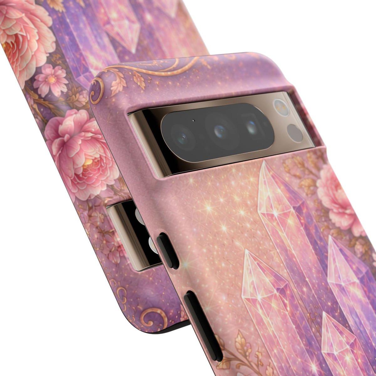 Google Pixel Lilac Quartz Garden Phone Case — Pink Floral Crystal Phone Cover