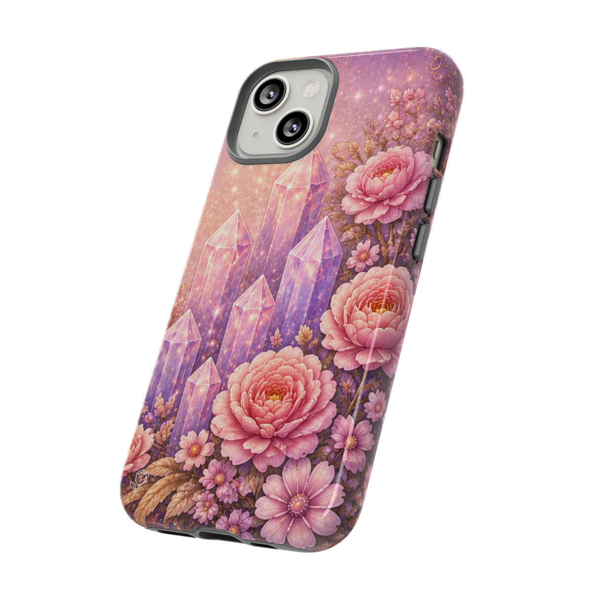 Lilac Quartz Garden Phone Case — Pink Floral Gemstone iPhone Cover