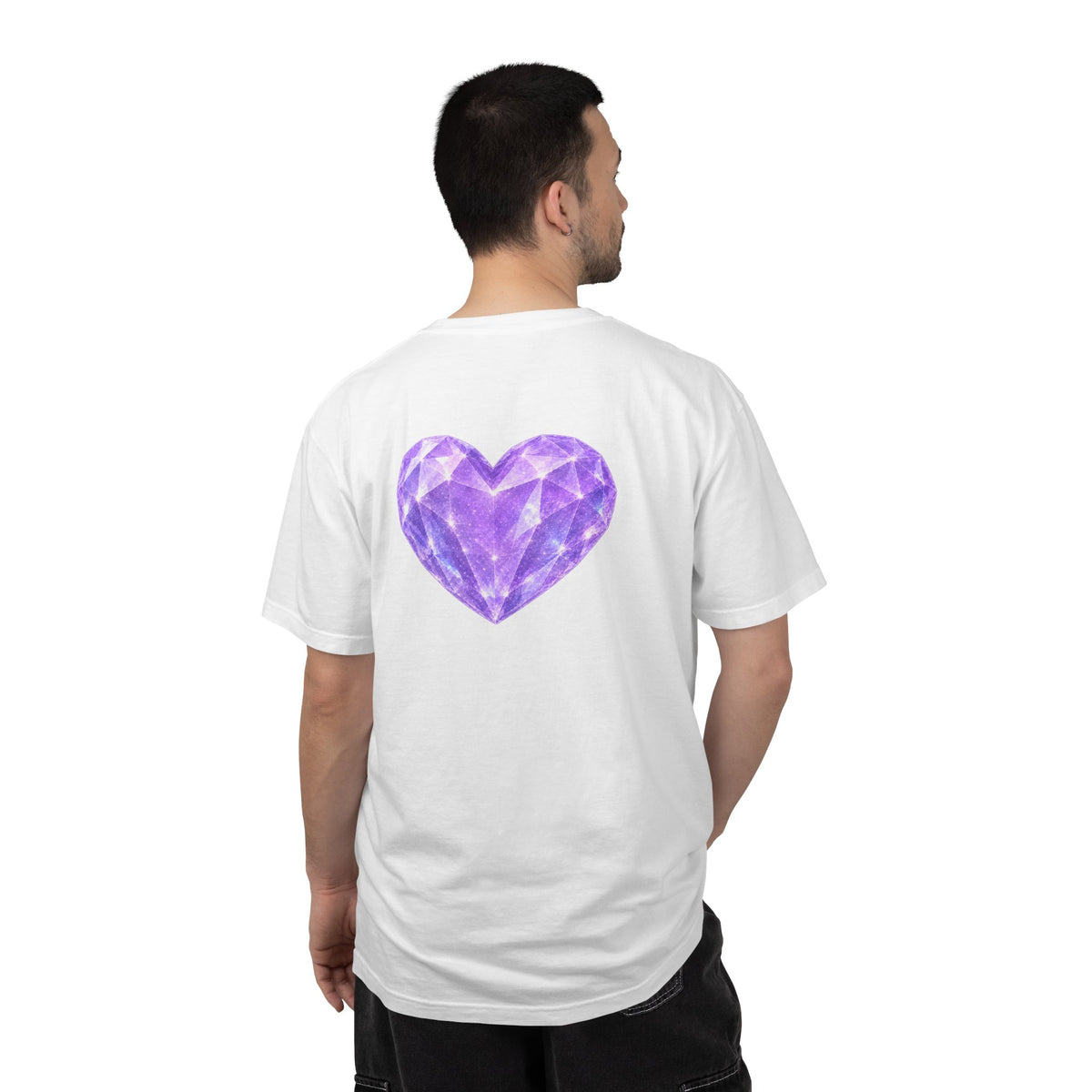 Violet Diamond Crystalline Heart T-Shirt — Purple Gem Graphic Tee